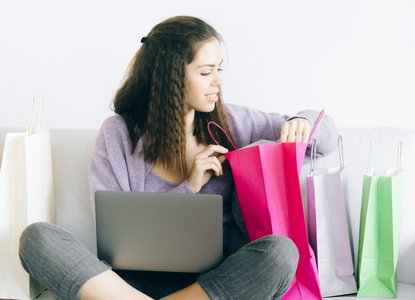 Young person online shopping
