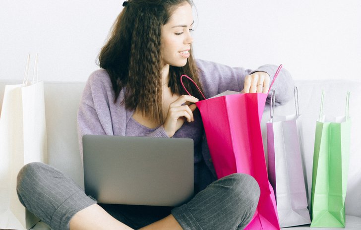 Young person online shopping
